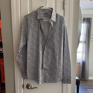 Express Men's Button-Down Shirt in White and Navy Floral